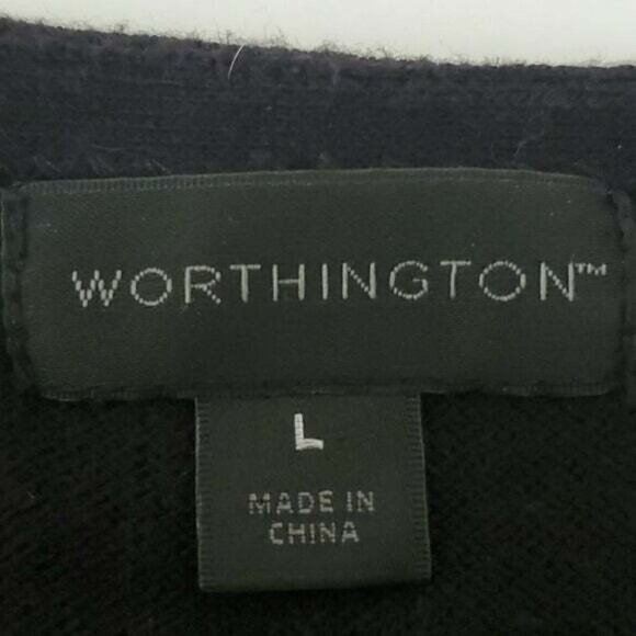 worthington Black Sparkle Pullover Scoop Neck Long Sleeves Knit Sweater Size L - Picture 8 of 9